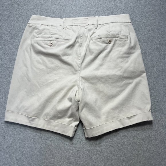 Abercrombie & Fitch Shorts Mens 34 Ivory Chino Flat Front Stretch Cotton Blend - Picture 6 of 9